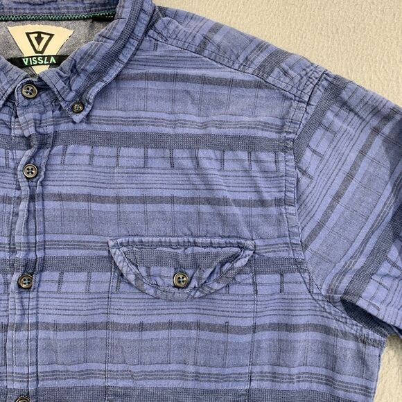 Vissla Button Shirt Mens Large Blue Long Sleeve Cotton - Picture 6 of 16